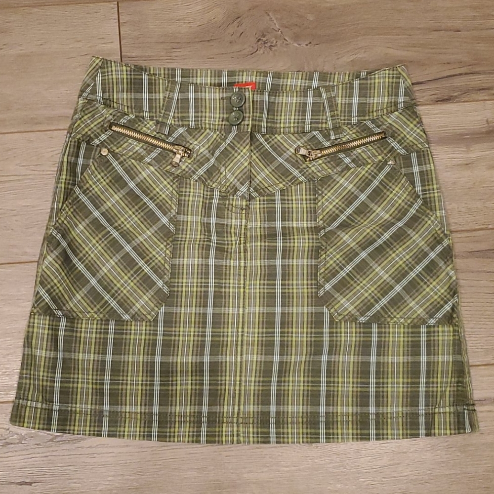 Brand New Esprit Green Plaid Skirt - size 8